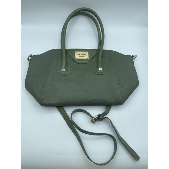 J. W. Hulme "SKYE" Glazed Pebble Grain Leather Satchel - Olive Green - Picture 2 of 16